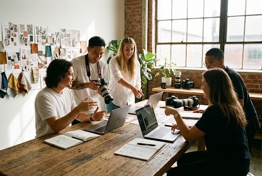 Team collaborating at a creative agency